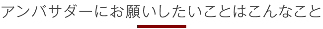 アンバサダーにお願いしたいことはこんなこと